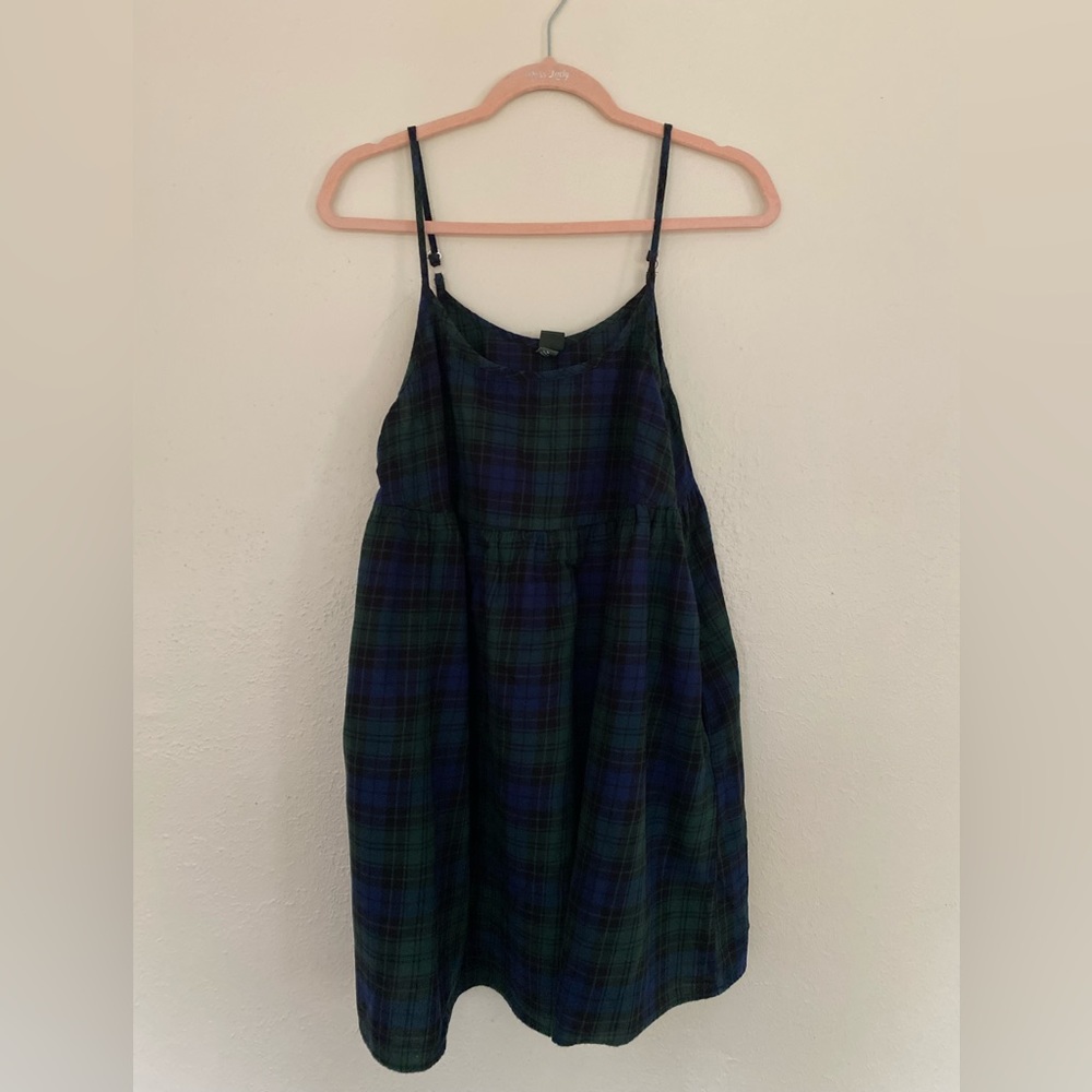 Wild fable green plaid spaghetti strap mini dress